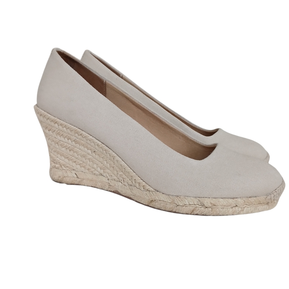 J CREW Seville Espadrille Wedge Platform Shoes Women's 8 Canvas Made In Spain